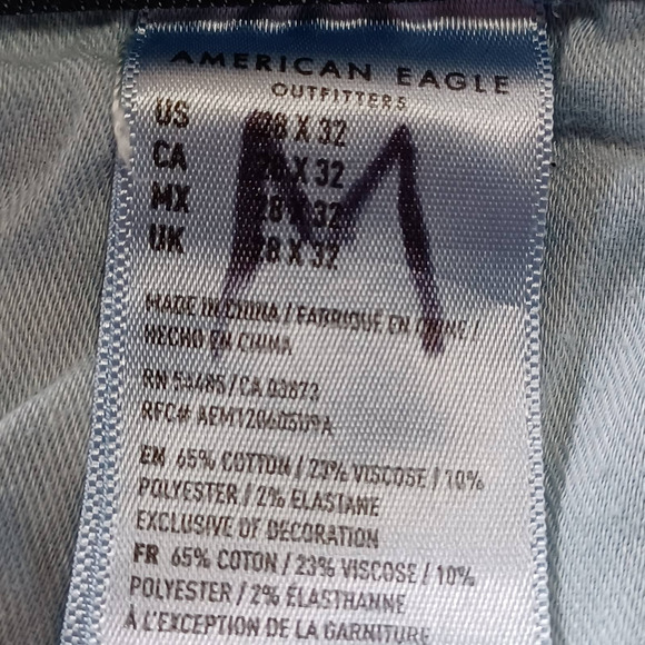 American Eagle Men's 28x32 Skinny Medium Wash Denim Blue Jeans Distressed - Picture 8 of 10